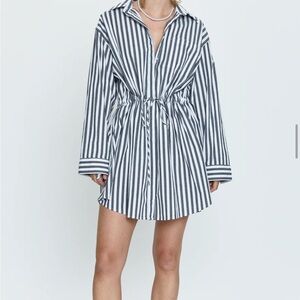 Striped Black and White Shirt Dress